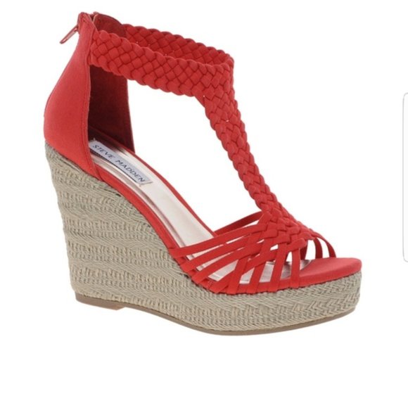 Steve Madden Red Coral Rise Wedge Weave Wedges Size 7.5 - Picture 1 of 11